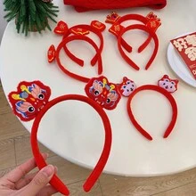 1 件風復古可愛裝飾毛絨 3d 女式髮帶髮飾 - 彩色 - 查看 5