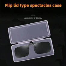 Unisex Glasses Case, New Design Flip-Over Frosted Clip-On Lens Box, Pressure Resistant Plastic Oversized Eyeglasses Storage Box - Transparent Arc - View 3