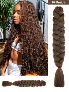 165G 1件合成纖維低溫彈性插片頭髮，可經熱水定型，低溫阻燃，黃褐色、玫瑰粉色、暗綠色、紅色等多種彩色女性插片頭髮，適用於日常、節日和角色扮演，也是新年禮物，長40寸 - 摩卡棕 - 查看 1