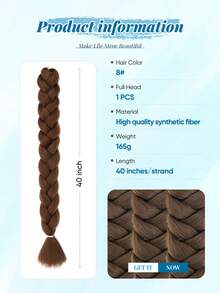 165G 1件合成纖維低溫彈性插片頭髮，可經熱水定型，低溫阻燃，黃褐色、玫瑰粉色、暗綠色、紅色等多種彩色女性插片頭髮，適用於日常、節日和角色扮演，也是新年禮物，長40寸 - 摩卡棕 - 查看 3