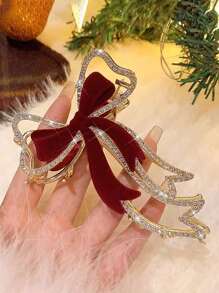 1入鑲鑽絨結爪夾,適合女性日常佩戴、約會和情人節 - 彩色 - 查看 8