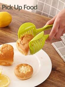 VICNIC 1pc Plastic Kitchen Slicer, Green Multifunctional Lemon/Tomato/Potato/Apple/Onion Slicer, Suitable For Kitchen, Outdoor Picnic, Sandwich/Bread/Cheese/Cake Cutter - Green - View 3