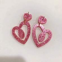 Valentine's Day Heart-Shaped Earrings - Pink - View 5