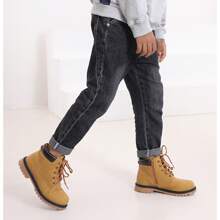 Kids Classic Zipper Lace Up Waterproof Wedding Party Prom Comfort Work Boot Fall Winter Boys Shoes Birthday Halloween Christmas Gifts - 棕色 - 查看 2