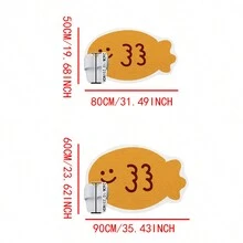 1pc Yellow Fish Shaped Soft Faux Cashmere Fabric Washable Anti-Slip Rug, For All Indoor Areas Such As Bathroom Door, In Front Of Bathtub And Shower Room, Easy To Clean - Yellow - View 2