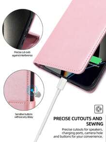keyunfei 1 件玫瑰金钱夹卡夹翻盖 PU 皮革手机壳适用于 Apple 17 Pro Max/12、Galaxy S23、P20 Lite、11 Lite、Redmi 9A、Pixel 5、Realme C21Y、OPPO Reno 8T 4G、OnePlus Nord N200 5G、Honor 90 5G - 玫瑰金 - 查看 4