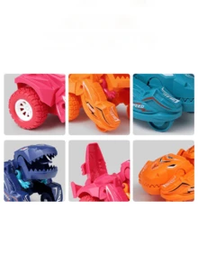 1款恐龍模型玩具車,擁有逼真的設計和4種顏色可供選擇,可變形為卡通恐龍,防撞設計,360度旋轉,適合萬聖節、聖誕節和生日派對的絕佳禮物 - 紅色 - 查看 6