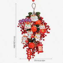 2024年農曆龍年春節裝飾,新年掛飾,紅色果實設計為好運財富之象徵,節日用品,家居裝飾 - 發財果掛飾[吉祥如意]/發光款 - 查看 4