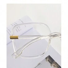 1pc Women's Fashionable Eyeglasses Big Frame, Korean Street Style - Clear - View 3