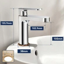 Washbasin Tap, Brass Bathroom Mixer Tap, Hot And Cold Water, Removable Bubbler - 銀色 - 查看 5