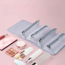 Detachable 4-In-1 Makeup Bag, Highly Attractive Hand-Held Multi-Functional Simple Travel Folding Cosmetic Storage Toiletry Bag - Light Grey - View 5