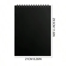 60張裝a4兒童用素描簿,厚手繪畫用紙、線圈裝空白紙素描本,適用於學生、藝術家、初學者 - 黑色 - 查看 2