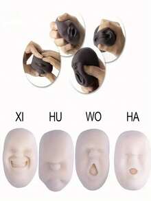1pc Black Funny Expression Doll, Random Expression, Stress Relief Face Shape Toy - Black - View 2