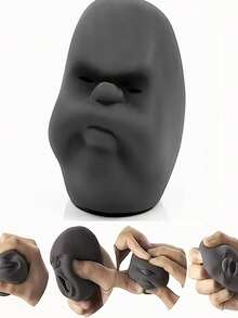 1pc Black Funny Expression Doll, Random Expression, Stress Relief Face Shape Toy - Black - View 3
