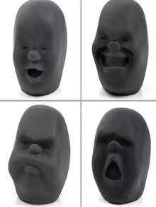 1pc Black Funny Expression Doll, Random Expression, Stress Relief Face Shape Toy - Black - View 1