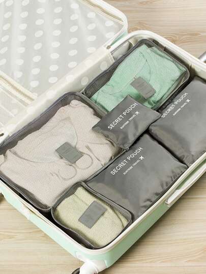 6pcs Travel Clothes Organizer, Dorm Essentials For School Student Teacher Travel Storage Bag Set With Lingerie Bag Waterproof Dustproof With Zipper For Luggage Back To School Nylon, For Men And Women For Student Travel Essentials Back To School Supplies