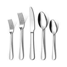 5入組不銹鋼餐具套裝,包括晚餐刀、晚餐叉和咖啡匙,適用於西式菜餚 - 銀色 - 查看 1
