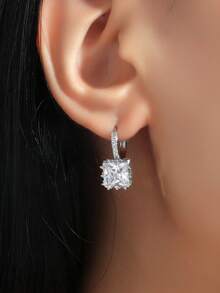 Fashionable Minimalist Style Multicolor Cubic Zirconia Square Shaped Earrings Suitable For Daily Wear & As A Gift For Your Loved One/Partner - Simplicity - View 7