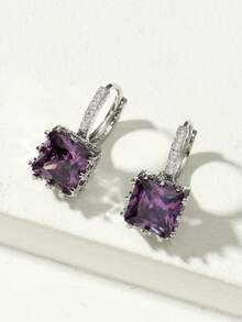 Fashionable Minimalist Style Multicolor Cubic Zirconia Square Shaped Earrings Suitable For Daily Wear & As A Gift For Your Loved One/Partner - Simplicity - View 4