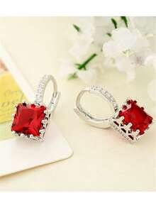 Fashionable Minimalist Style Multicolor Cubic Zirconia Square Shaped Earrings Suitable For Daily Wear & As A Gift For Your Loved One/Partner - Simplicity - View 9