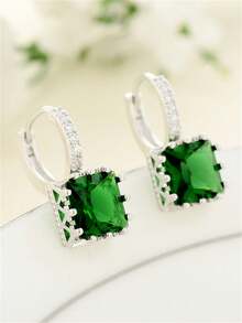 Fashionable Minimalist Style Multicolor Cubic Zirconia Square Shaped Earrings Suitable For Daily Wear & As A Gift For Your Loved One/Partner - Simplicity - View 10