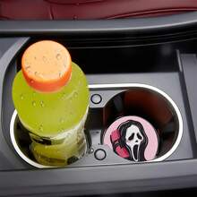 2pcs Skulls Talking On The Phone Creative And Funny Texture Car Cup Coasters Non-Slip Cup Holder Mats - Multicolor - View 8