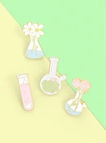 1Pc Plant Lover Lab Enamel Pins Custom Flask Test Tube Brooch Lapel Badge Bag Cartoon Scientist Jewelry Gift For Kids Friends - Multicolor - View 5