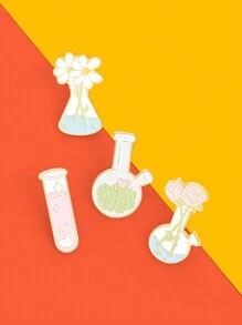 1Pc Plant Lover Lab Enamel Pins Custom Flask Test Tube Brooch Lapel Badge Bag Cartoon Scientist Jewelry Gift For Kids Friends - Multicolor - View 4