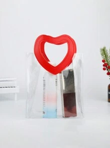 1 件透明心形裝飾禮品袋,附手柄,適合禮品包裝、送禮、派對禮品、情人節 - 紅色 - 查看 1
