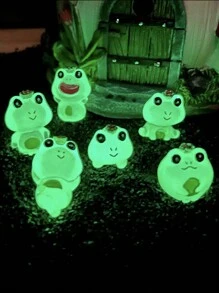 6入組發光皇冠青蛙樹脂配件,創意苔蘚工藝小飾品 - 綠色 - 查看 5