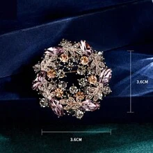 1 件奢华紫色九重葛花环胸针，镶有水钻，是日常佩戴、节日、婚礼、派对的优雅配饰