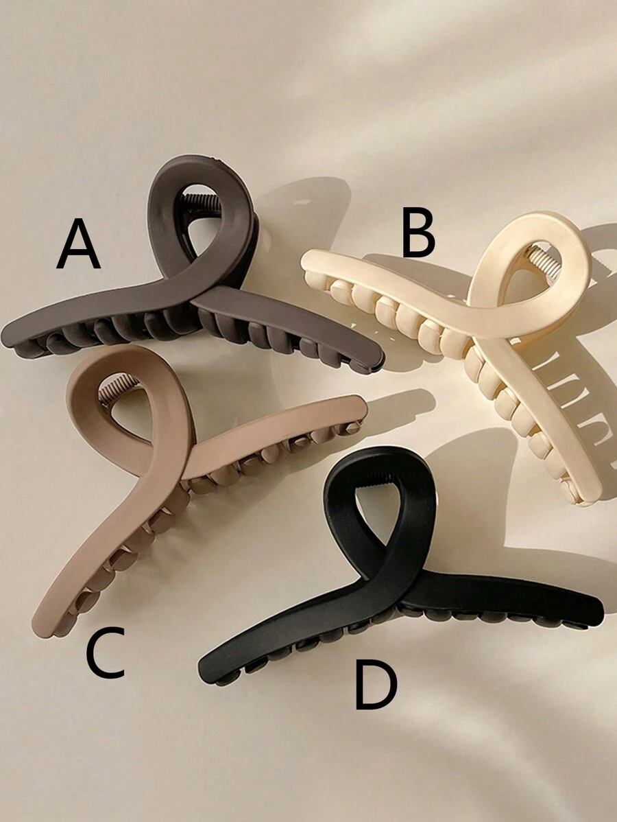 1-4件套女士大号轻便塑料发爪夹套装，黑色、棕色和白色可选，时尚百搭，优雅简约，适合日常通勤、派对、沐浴、化妆和搭配服装配饰，装饰梳、休闲发夹、发卡、发夹、发饰夹、秋冬发夹、女士度假装扮、夏季海滩装扮。 - 款式 - 查看 1