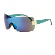 1pc Y2k Rimless Oversized Sunglasses, Simple Windproof Goggles, Unisex Personalized Sunglasses - Multicolor - View 5
