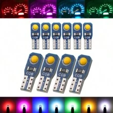 10 cái Vàng T5 Led Bảng điều khiển Xe 2 Led Chỉ báo Nhạc cụ Bảng Máy đo Cụm Đèn T5 37 74 Bóng đèn tròn - Màu vàng - Xem 2