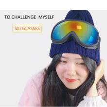 Men's Women's Youth Snowboard Goggles, Anti-Fog OTG Winter Snow Goggles Spherical Removable Lens