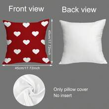 1 件浪漫愛心圖案枕套,無填充物,方形抱枕套,適合客廳臥室沙發裝飾,送給女孩的情人節、週年紀念日和求婚禮物 - 紅色 - 查看 3