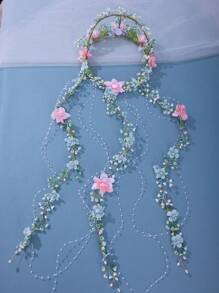 1pc Ladies' Green Elegant Hairband Crown With Flowers And Leaves. Perfect For Bridal Or Party Wear Boho,Wedding Hair Accessories - 綠色 - 查看 3