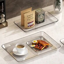 Khay trong suốt, Khay đựng đồ nhà bếp, Khay đựng đồ trên bàn và Khay phục vụ, Thích hợp cho bữa sáng, món tráng miệng, bánh mì, đồ ăn nhẹ, Khay đựng đĩa & cốc đa năng, Trang trí cho nhà bếp và phòng khách - Màu trong suốt - Xem 5