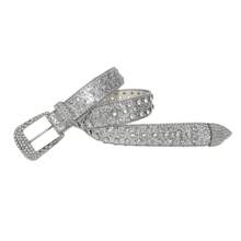 Y2K Style Rhinestone Studded Shiny Belt, Suitable For Party, Casual, Street, Holiday And Everyday Use Summer, School Fall, Autumn, Halloween - Silver - View 4