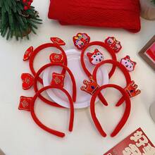 1 件風復古可愛裝飾毛絨 3d 女式髮帶髮飾 - 彩色 - 查看 4