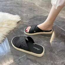 Fashionable & Elegant Slippers, Suitable For Outdoor And Beach Wear, Soft & Anti-Slip Sole, Beautiful X-Shape Design - Black - View 3