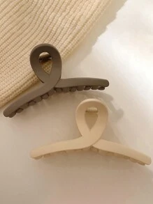 1-4件套女士大号轻便塑料发爪夹套装，黑色、棕色和白色可选，时尚百搭，优雅简约，适合日常通勤、派对、沐浴、化妆和搭配服装配饰，装饰梳、休闲发夹、发卡、发夹、发饰夹、秋冬发夹、女士度假装扮、夏季海滩装扮。 - 款式 - 查看 7