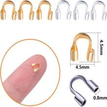 300入組18k鍍金黃銅鎖線保護環u形組件,用於耳環手鍊項鏈鎖線保護u形保護環線纜線保護環和盒子附件用於diy工藝耳環手鍊項鏈珠寶製作用品金色和銀色0.45*0.4cm - Wire Protectors U-shaped - 查看 6
