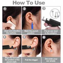 99pcs Professional Ear Piercing Gun Set - Includes About 98pcs Steel Ear Studs, 1 PC Pierce Tool, And Navel Body Piercing Gun - Perfect For Ear, Nose, And Navel Piercings Professional Ear Piercing Gun Kit