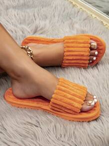 Women's Plush Cute Pink Solid Color Personalized Elegant Simple Comfortable Indoor Slippers - Orange - View 5