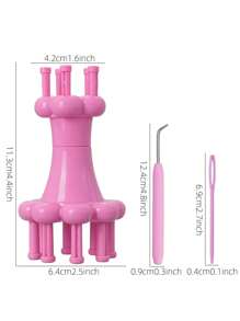 1套diy編織工具勾織花安排器紡織機針編織繩子勾織工具粉色 - 粉色 - 查看 2