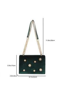 Fashionable Leisure Small Shoulder Bag For Women, New All-Match Chain Crossbody Bag, Stylish Pu Flap Shoulder Bag - Green - View 8