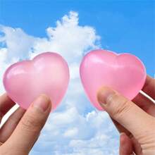 Aronclub 1 件透明哑光麦芽糖减压挤压玩具，慢回弹抗压力玩具，6 厘米 - 白色愛心 - 查看 6