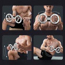 8字型金屬可調節阻力速度力量手臂運動器,手臂力量訓練健身器材,適用於家庭訓練 - 銀色 - 查看 5