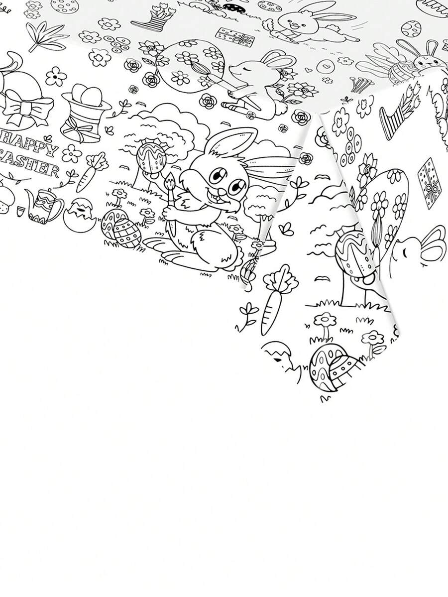 1pc Creative Print Tablecloth For Doodling And Decorating, Kindergarten Tablecloth Decoration - White - View 1